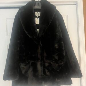 Black Furless Faux Fur oversized  coat by Marei 1998